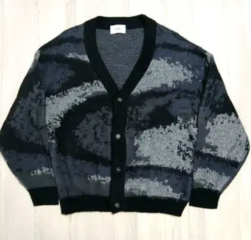 올 패턴 남성용 가디건 L 사이즈 블랙/그레이 Y2K