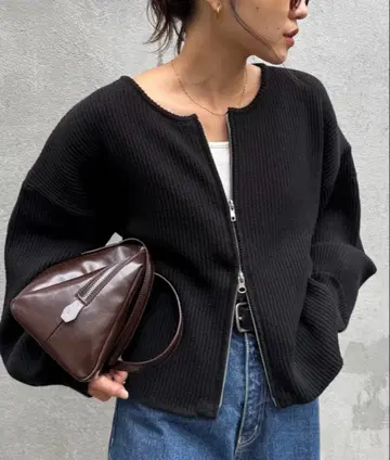 스폰디쉬 더블 지퍼 니트 가디건