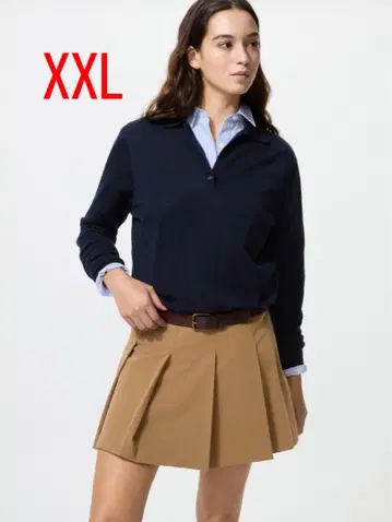 XXL 유니클로 플리츠 스코트 UNIQLO 브라운
