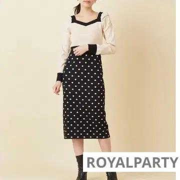 ROYALPARTY 모듬 파워숄더 니트 타이트 원피스