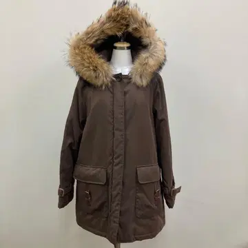 SCAPA 브라운 모즈 코트 퍼 달린 후드 카파