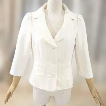 투 비 시크 자켓 40 포켓 리본 화이트