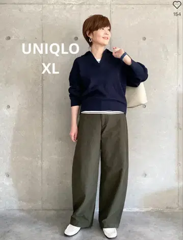 유니클로 스무스 코튼 릴랙스 폴로 스웨터 XL 네이비