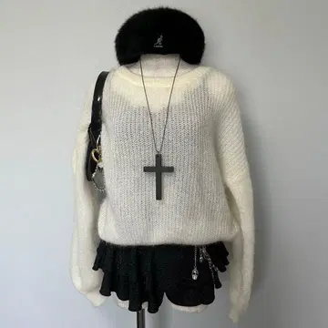 00s y2k 헤이세이 갸루 맥브링 화이트 갸루 히메 갸루 샤기 니트