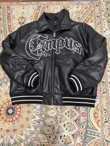 H&M 캠퍼스 로고 블랙 바시티 자켓 US XL