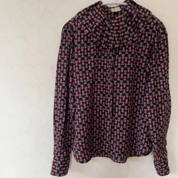 Evan-Picone 꽃무늬 긴팔 셔츠 프릴 칼라