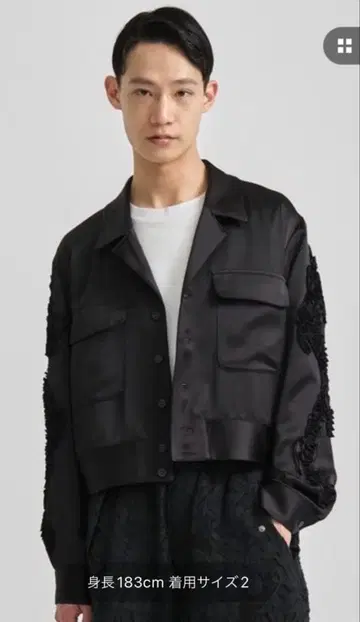 TAAKK 블랙 새틴 블루종 사이즈 2