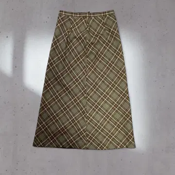롱 스커트 체크 스커트 A라인 모스그린 그린 M 사이즈