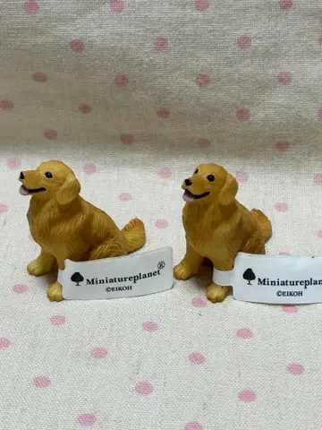 미니어처 플래닛 골든 리트리버 피규어 개 2개