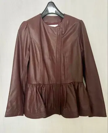 [ CHESTY ] 페플럼 가죽 자켓