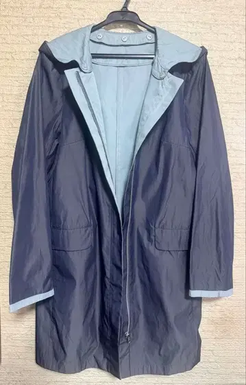 칼 파크 레인 후드 부착 코트 네이비