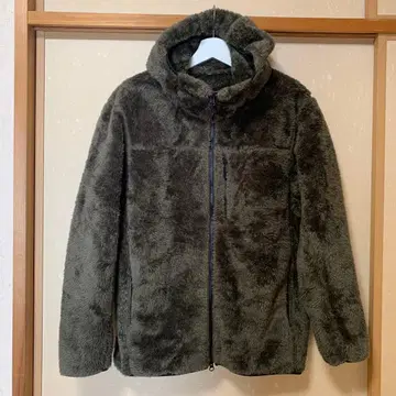 유니클로 후드 부착 올리브 그린 플리스 자켓 L