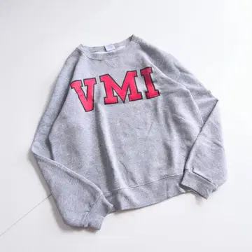 칼리지 로고 맨투맨 그레이 빈티지