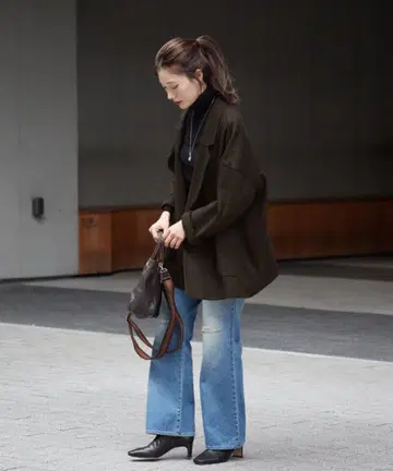 [ FRAMeWORK ] W 오버 사이즈 자켓 ( 브라운 )