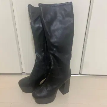 GORGE 롱 부츠 통굽 청키힐 블랙 s 사이즈