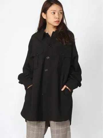 [새상품급] JEANASIS 지나시스 BIG 셔츠 원피스 코트 블랙