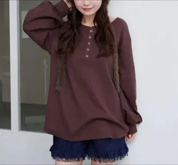 kastane 와플 헨리 풀오버 브라운 L