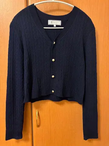 ROPE PICNIC 케이블 짜임 숏 기장 니트 가디건 (네이비)