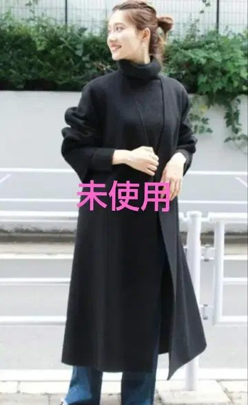 미사용품 블랙 plage 해밀턴 노카라 코트