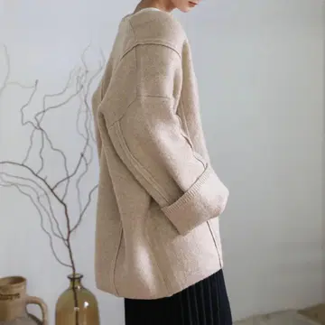 selectMOCA 오버 사이즈 니트 코트 베이지