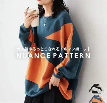 안티카 뉘앙스 패턴 돌먼 니트