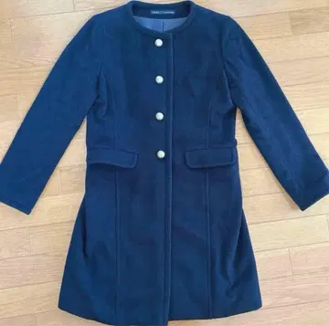 IENA 네이비 노카라 코트 자켓