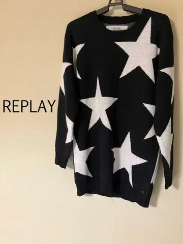 새상품급 REPLAY 별 패턴 긴팔 니트 스웨터