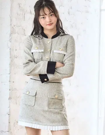 안밀 AnnMiru 밀과 365일 프릴 트위드 셋업 스커트