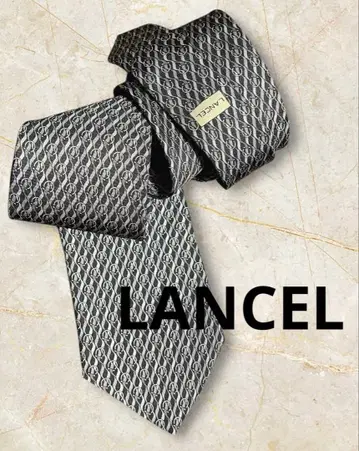 란셀 그레이 기하학 패턴 넥타이 란셀 넥타이