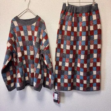 AB TOKYO 체크 무늬 셋업 여성용 루즈핏