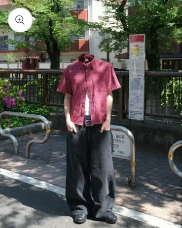 BELBET 반팔 체크 셔츠 빨간색