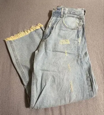 [ mystic ] 커브 데님 라이트 블루