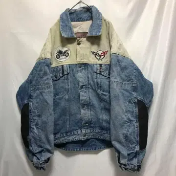 90s bmw patch denim racing jacket