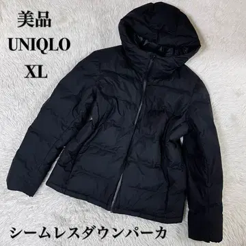 새상품급 유니클로 심리스 다운 후드티 블랙 빅 사이즈 XL