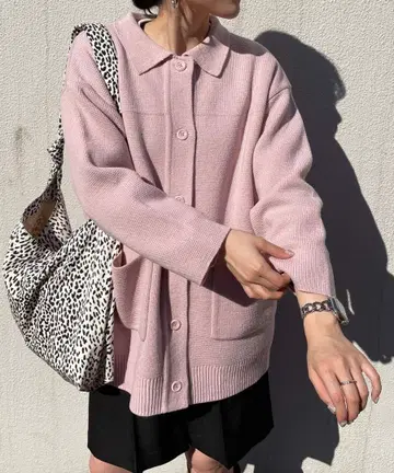 칼라 니트 가디건