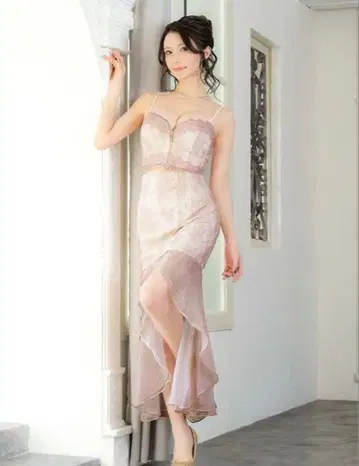 sugar 핑크 계열 하이 로우 헴 드레스