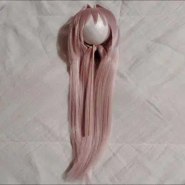 딜러 제작 8-9인치 인형 가발 핑크 롱