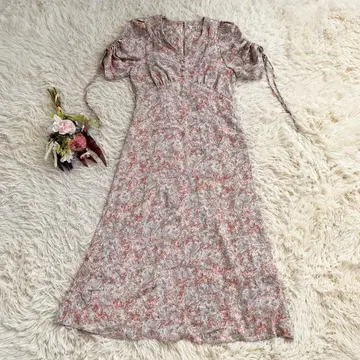 [ SNIDEL ] 스나이델 머메이드 프린트 원피스 꽃무늬 핑크(S)