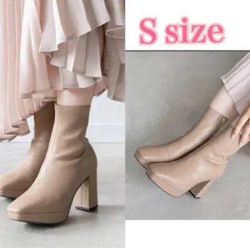 RANDA 스퀘어토 플랫폼 숏부츠 통굽 베이지 22.5cm