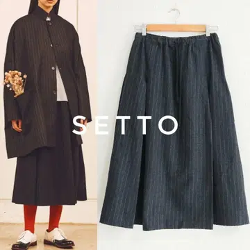 새상품급 SETTO 세트 울 마켓 스커트 턱 스커트 그레이