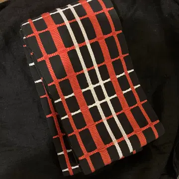 요네자와 직물 격자 무늬 리버서블 반폭 오비