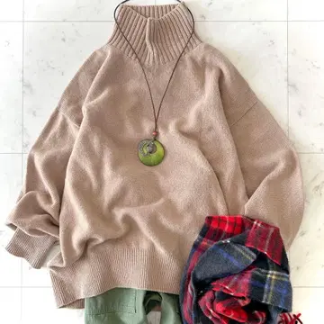 새상품급 스픽앤스팬 캐시미어 울 하이넥 풀오버 카멜