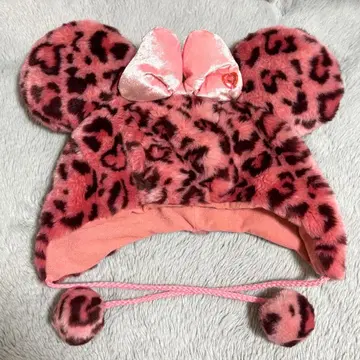 도쿄 디즈니 리조트 레오파드 무늬 팬캡 핑크