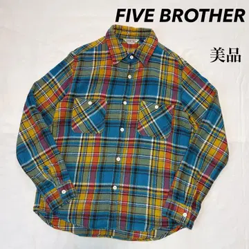 대인기! FIVE BROTHER 체크 헤비 플란넬 플란넬 셔츠