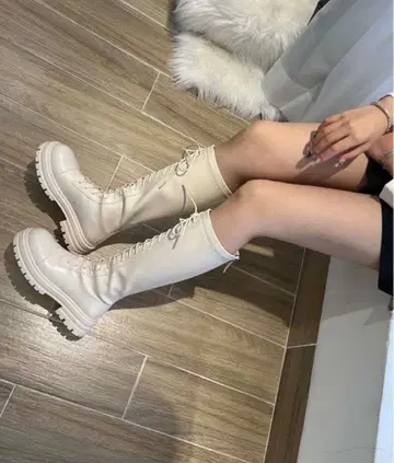 레이스업 롱 부츠