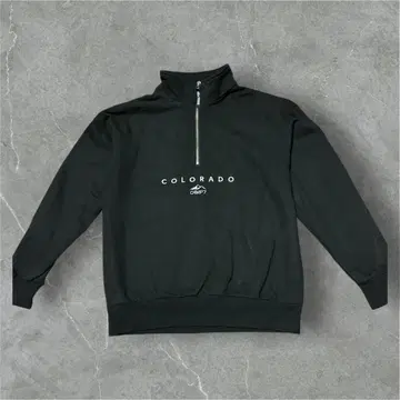 CAMP7 블랙 하프 지퍼 맨투맨 구제 의류 스트릿 y2k