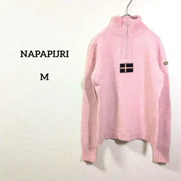 나파피리 핑크 울 하프 지퍼 니트 M 사이즈 울 100%
