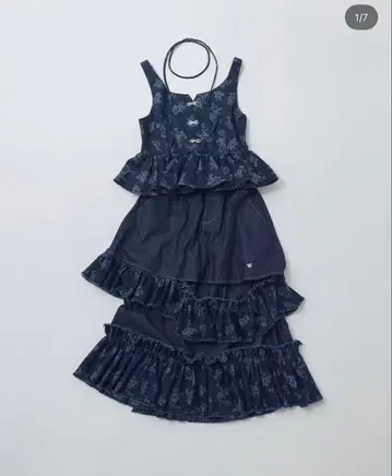 idem 데미지 프릴 데님 스커트 탑 세트