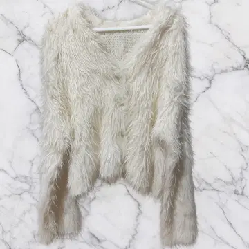 mystic 퍼 가디건 화이트