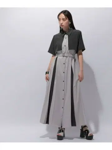 HARE 바이컬러 턱 원피스